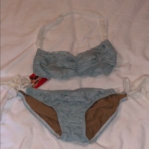 Peaches blue ruffle bikini set, NWT
